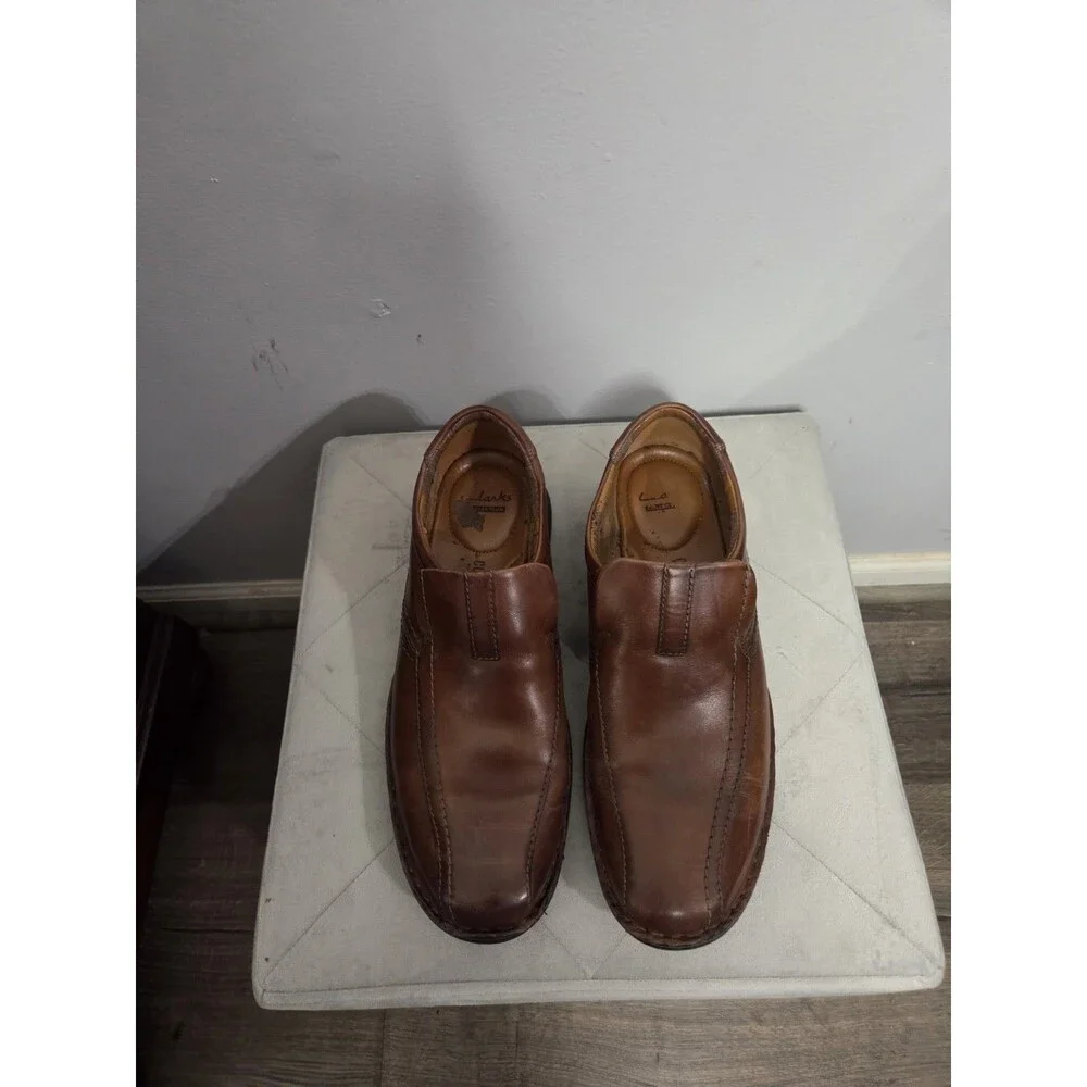 Clarks Escalade Brown Leather Slip On Shoes Loafers Men's Size 11